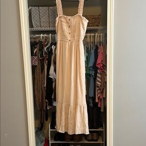 Blu Pepper Cream Button-Front Maxi Dress